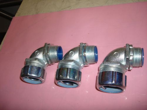 Lot of 3 - thomas &amp; betts 1&#034; liquid tight insulated elbow connector pipe fitting for sale
