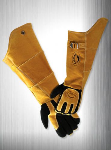 Caiman 1878 21&#034; welding gloves kevlar sewn genuine deer skin sleeves for sale