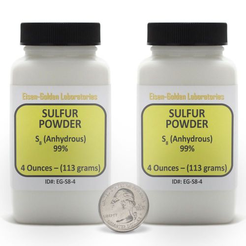 Sulfur Powder [S8] 99% ACS Grade Powder 8 Oz in Two Space-Saver Bottles USA
