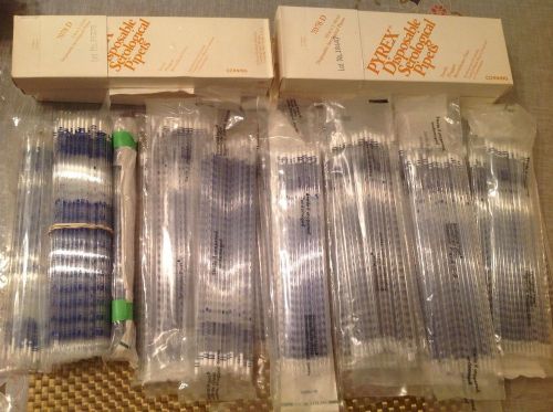 Lot of 690 +new pyrex ,baxter disposable serological pipets 1,2,5,10 m in 1/10 for sale