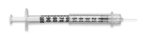 25 1cc TB Syringe W/29G 1/2&#034; Needle With Slide Down Safety Shield After Use