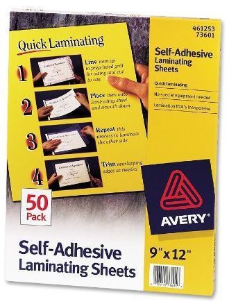 Self adhesive laminating sheets es box of 12 inch 73601 for sale