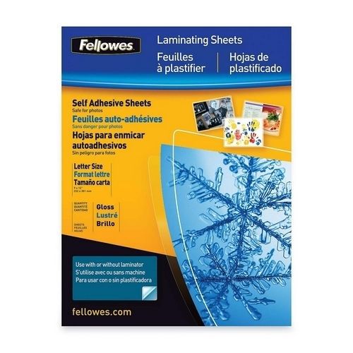 Fellowes 5221502 Laminating Sheet Self-adhesive 9-1/4inx12in 50/PK Clear
