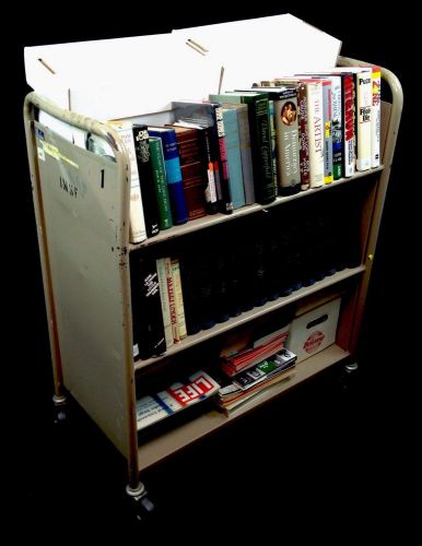 &#034;cart only&#034; manufactured book utility cart, 2 slant &amp; one shelf. for sale