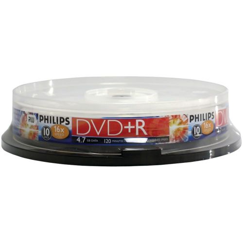 PHILIPS DR4S6B10F/17 4.7GB 16x DVD+Rs (10-ct Cake Box Spindle)