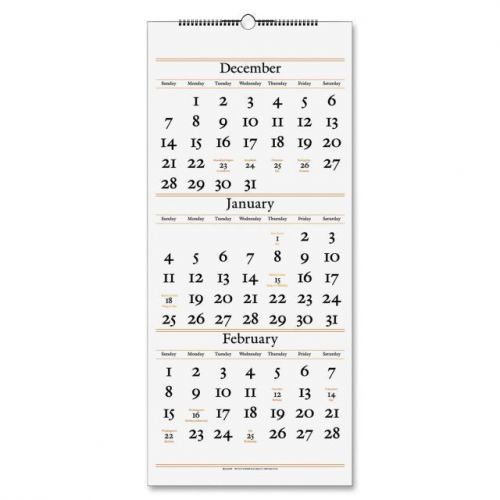 New ! 2015 At-A-Glance 3-Months Reference Wall Calendar -12.25&#034;x27&#034; - White
