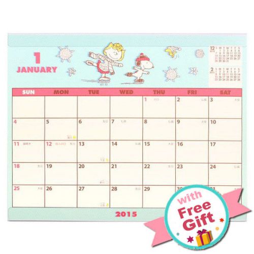 2015 Peanuts Snoopy  Desk Calendar Plan Simple-Type Pink Sanrio Japan H6030
