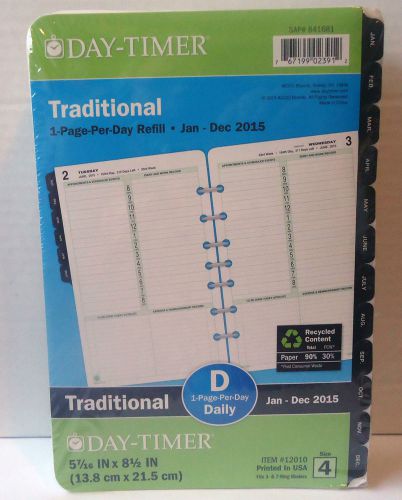 New Day Timer Weekly 1 pg per Week Traditional 2015 Size 4 Refill  Item # 12010