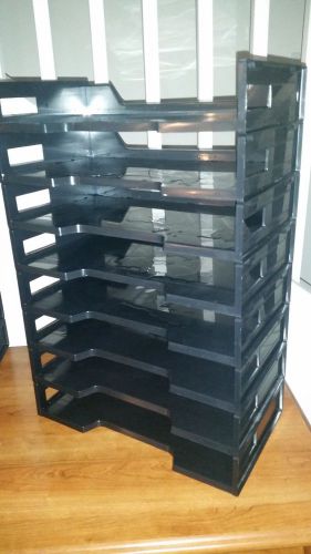 8 Stackable Legal File Trays, black