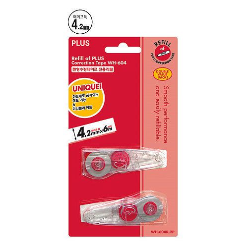 PLUS WHIPER MINI ROLLER Correction Tape  Refillable WH-604 Red Refill