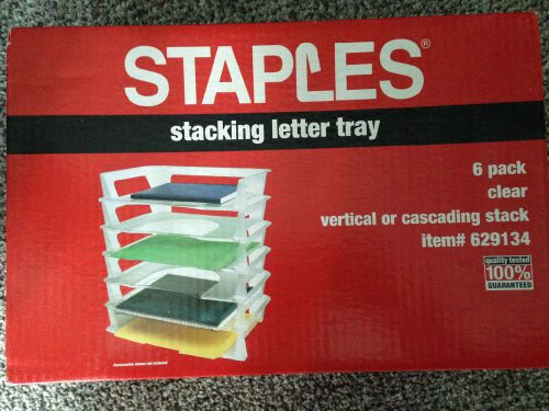 Staples BRAND stacking letter trays 6pk Clear -BRAND NEW UNOPENED item#629134