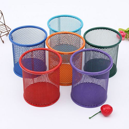 Mesh metal pen pencil holder cosmetic stationery container organizer desk office for sale
