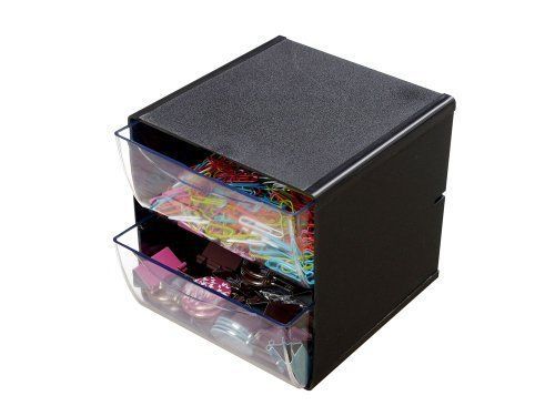 Deflecto 350104 Cube With 2 Drawers [black]