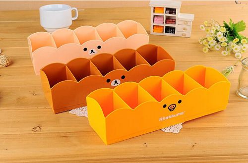 Cute bear Plastic Stationery Makeup Cosmetic Desk Storage Box drawer Organizer