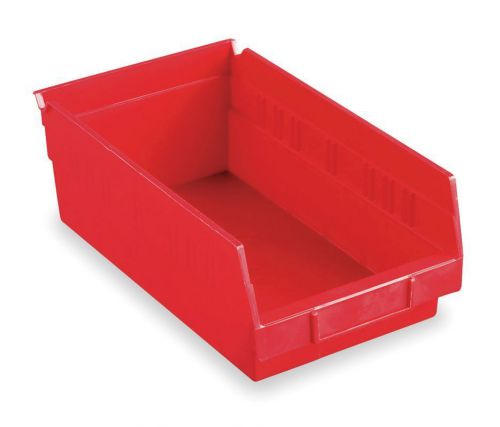 6 - Akro-Mils 30164 24&#034; x 6&#034; 4&#034; Plastic Nesting Shelf Bin Box  Red  5W221