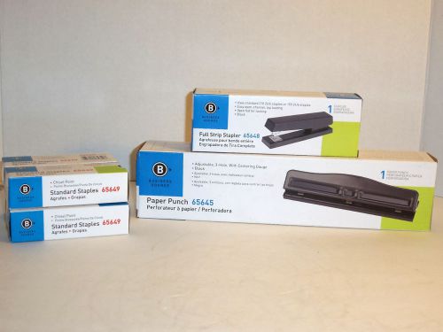 NEW IN BOX BUSINESS SOURCE PAPER PUNCH, STAPLER &amp; 20,000 CHISEL POINT STAPLES