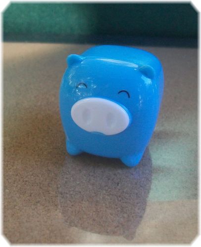 Cute blue Happy Pig Novelty Pencil Sharpener - piggy/boar/hog