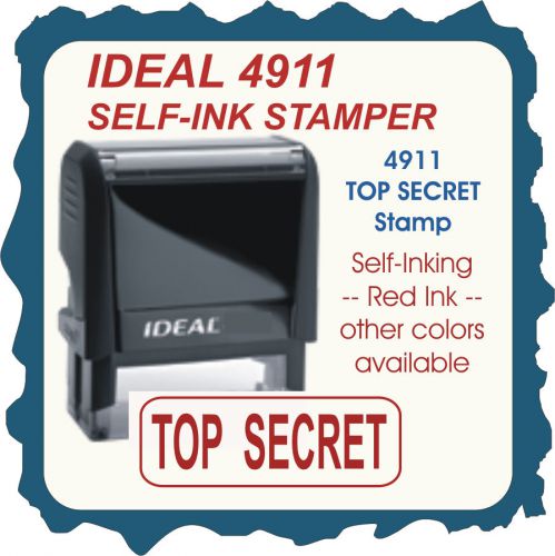 TOP SECRET, Custom Made Self Inking Rubber Stamp 4911 Red Ink