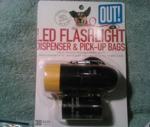 LED Flashlight Dispenser 30 poop Bags Make Picking Up dogs Waste Quick &amp; Easy