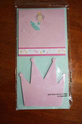 Princess Pink Fairy Themed Crown Sticky notes 50 sheets Two pack, NIP Cute