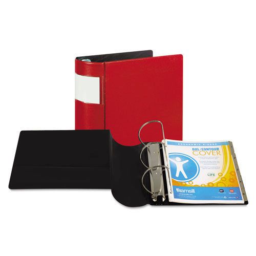 DXL Heavy-Duty Locking D-Ring Binder With Label Holder, 5&#034; Capacity, Red