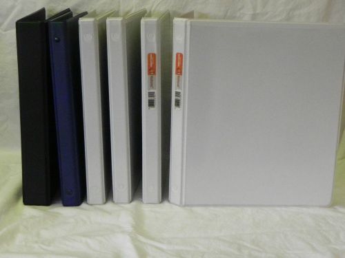 Lot of 6 3 Ring Binders 1/2&#034; &amp; 1&#034; White Black Blue Clearview Pocket New ~ Used