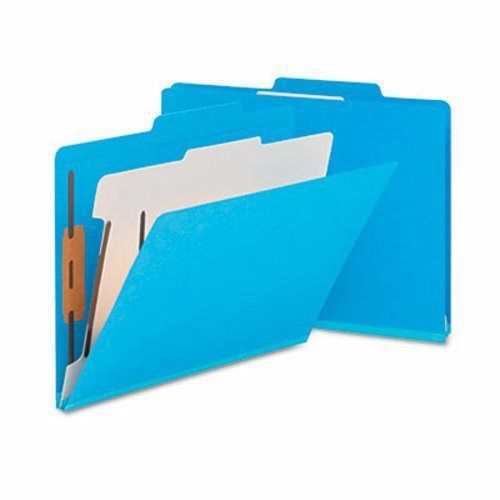 Smead Tab Classification Folder, 1 Divider, 4 Section, Blue, 10/Box (SMD13701)
