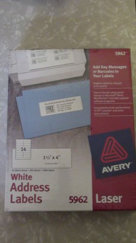 Avery White Address Labels 5962 Laser 250 Sheets 3,500 Labels