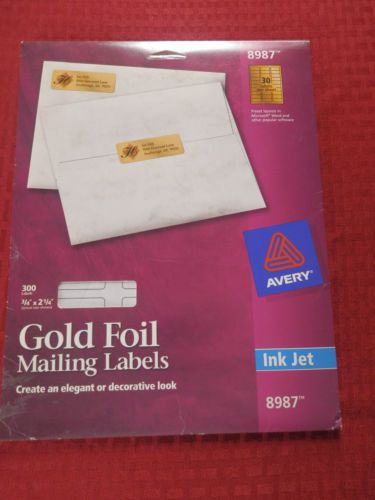 Avery 8987 Inkjet Mailing Labels, 3/4&#034;x2-1/4&#034;, 180/PK, Gold Foil