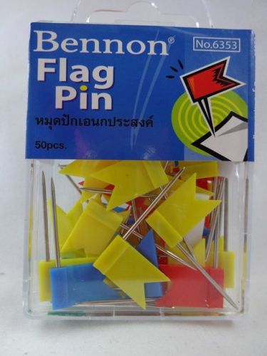 50 Pcs Multi Colors Map Push Pin Flag shape for Notice / Cork Board