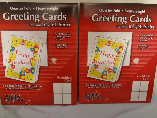 Two Packs Quarter Fold Greeting Cards For Ink Jet Printer 16 Sheets 16 Envelopes
