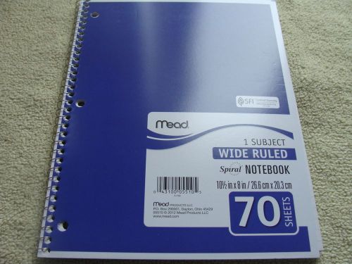 1 Subject 70 Sheet Notebook(MEAD)*NON PERFORATED PAGES*WIDE Ruled*BLUE