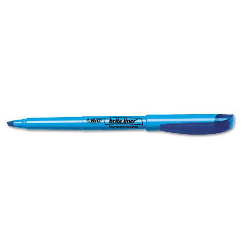 Bic brite liner highlighter, chisel point, blue ink, dozen, dz - bicbl11be for sale