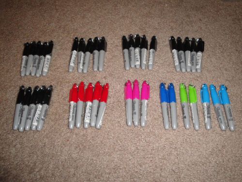 Lot of 40 Mini Sharpie assorted markers - 25 black, 15 assorted colors