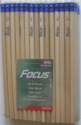 Focus  Pure NO. 2 Natural Real  Wood Pencils 64 pieces