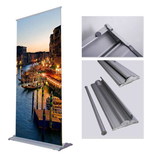 Multi-feature roll up banner stand for trade show (33&#034; w x 79&#034; h) for sale