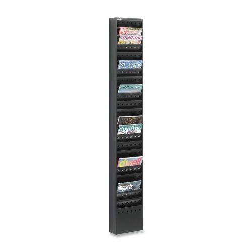 Steel Magazine Rack, 23 Compartments, 10w x 4d x 65-1/2h, Black