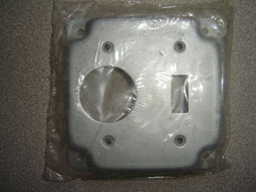 Mulberry 19TS RS-1 4&#034; Square Cover raised 1/2&#034; for 1 Receptacle 1 Toggle Steel