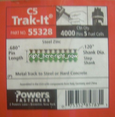 4000 powers trak-it c5 55328 5/8&#034; 17mm .680 metal track to steel or concrete pin for sale