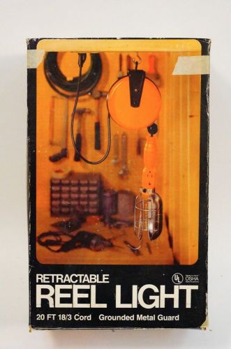 Retractable Reel Light 20 ft 18/3 Cord Reel Work Light Shop Caged Hanging Outlet