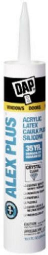 Dap Alex Plus, 10.1 oz, Crystal Clear, Acrylic Latex Caulk Plus Silicone 18401