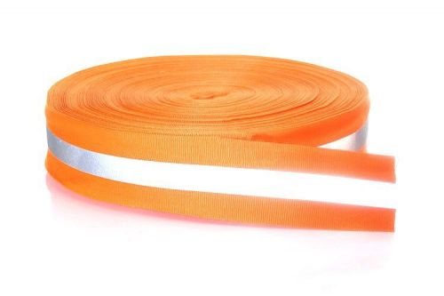 New Reflective Orange Gray Tape Sew On 1&#034; Trim Fabric Material 6M = 20 Foot