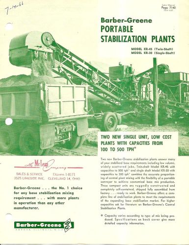 Equipment Brochure - Barber-Greene - KR-30 45 Stabilization Plant 1963 (E1672)