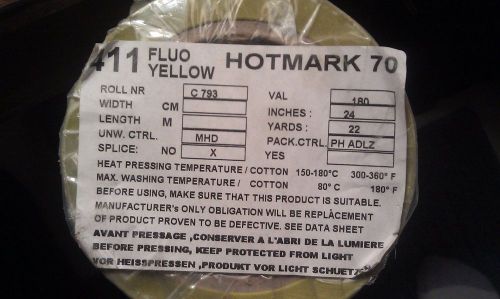 Heat Press Hotmark 70 411 Fluo Yellow 24&#034;wide 22 yards Transfer Film
