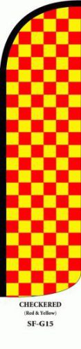 RED &amp; YELLOW CHECKERED Windless Super Sign Flag 16&#039; Full Deluxe Banner/Pole j