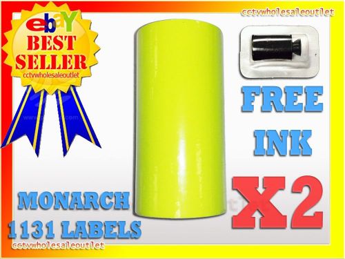 2 SLEEVES FLUORESCENT YELLOW LABEL FOR MONARCH 1131 PRICING GUN 2SLEEVES=16ROLLS
