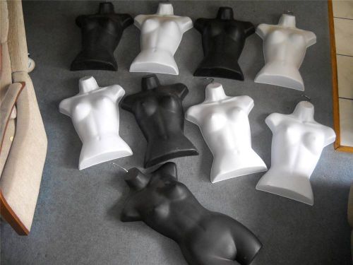 9 Female Hanging Dress Forms Torso Black &amp; White Store Display Mannequins