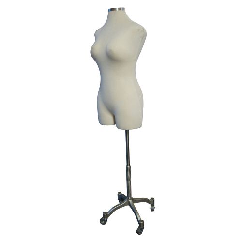 5ft white female mannequin form w/chrome caster adjustable base for sale
