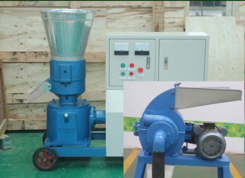 Combo pellet mill 7.5kw 10hp + hammer mill 7,5kw electric engine + free shipping for sale