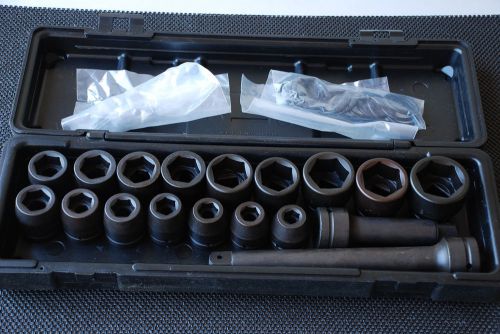 Armstrong One Inch Drive 18 Piece SAE Impact Socket Set &amp; Case U.S. Made New